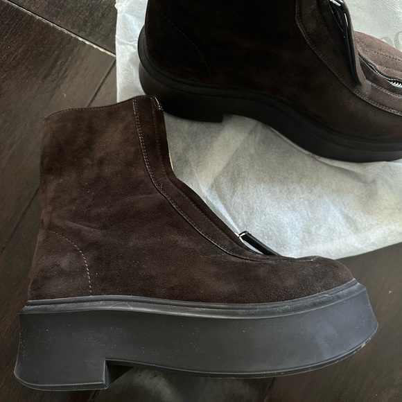 The Row Suede Zipped Boots in Dark Brown - Picture 2 of 7